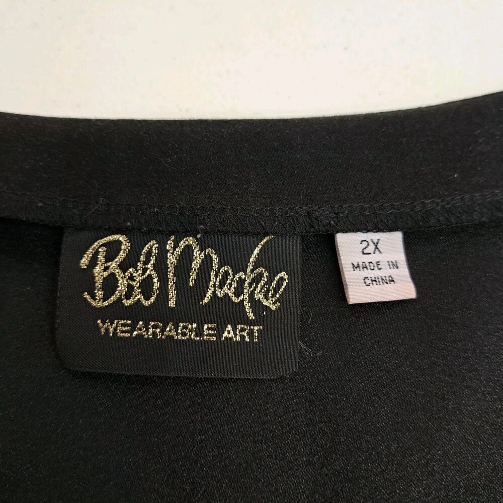 Bob Mackie Wearable Art Rouge Black Embroidered Peacock Feather Vest Size 2XL - Picture 4 of 8